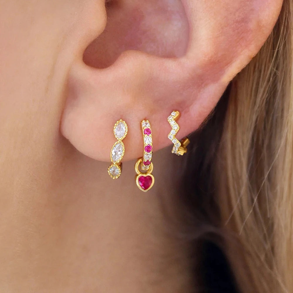 Ensemble de 3 Boucles d’Oreilles Colorées en Acier Inoxydable