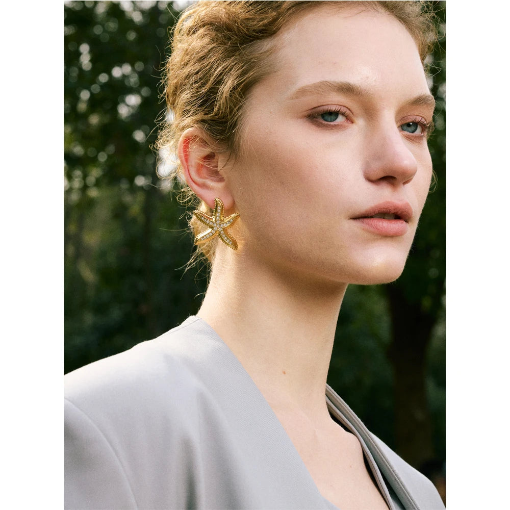 Boucles d’oreilles étoile de mer & perles
