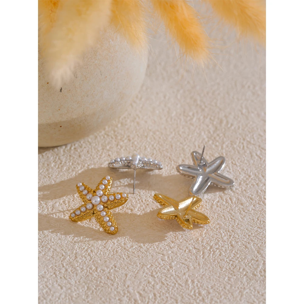 Boucles d’oreilles étoile de mer & perles