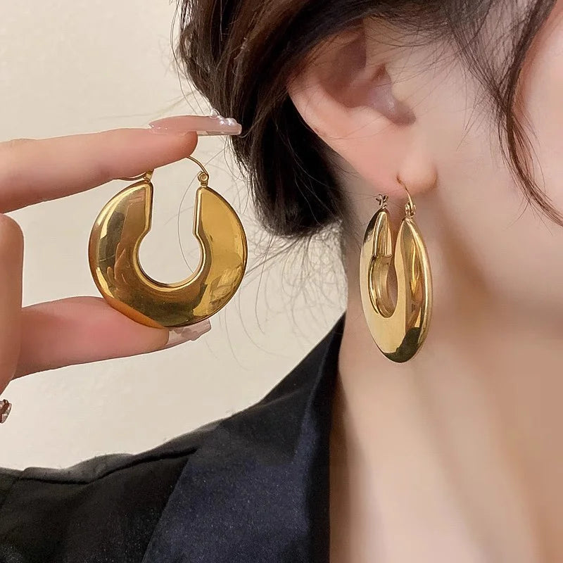 Boucles d’Oreilles Créoles Épaisses En Acier Inoxydable