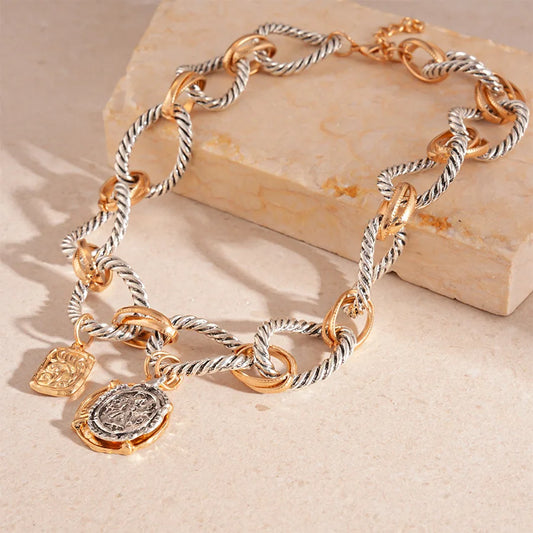 Collier vintage torsadé marine