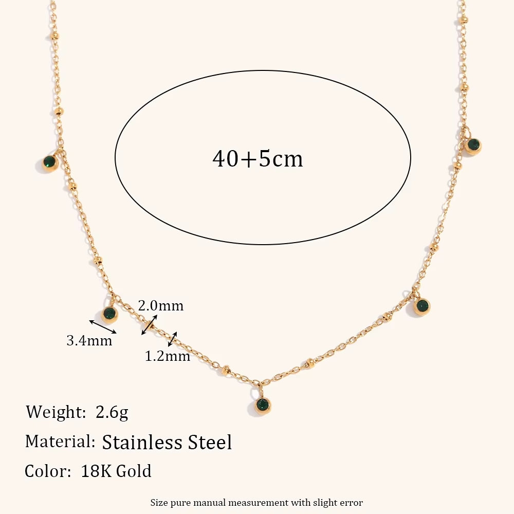 Collier de perles en zircone cubique en acier inoxydable