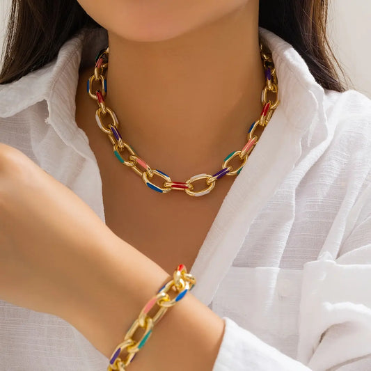 Ensemble bijoux bohème 2 pièces – collier ras du cou & bracelet