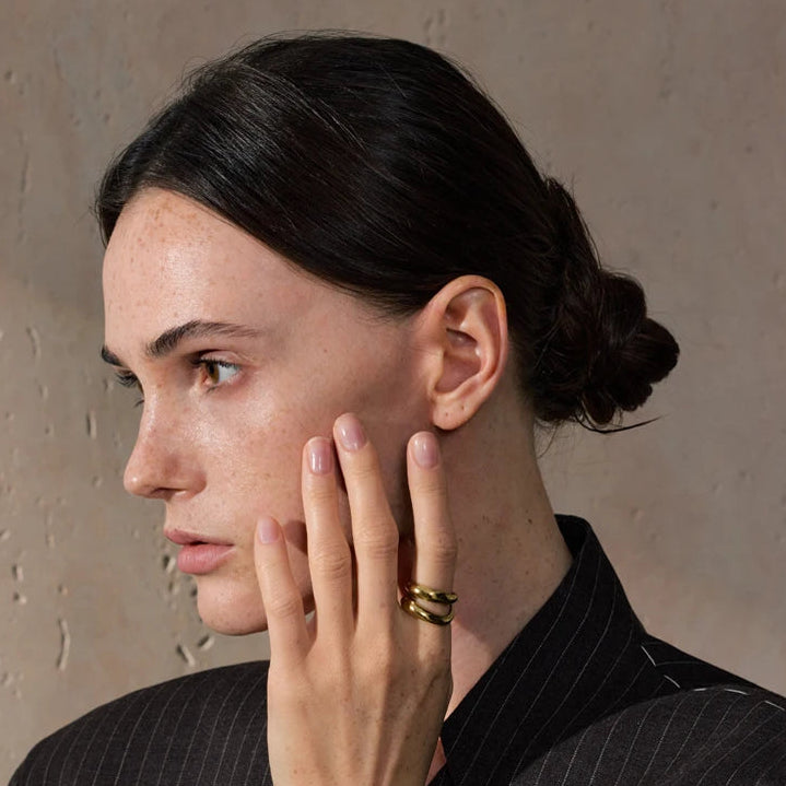 Bague double couche géométrique