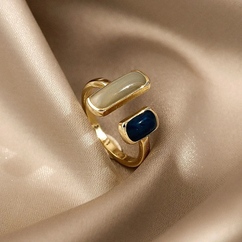 Bague goutte colorée en émail