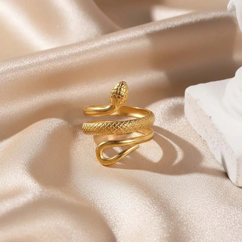 Bague en forme de serpent en acier inoxydable