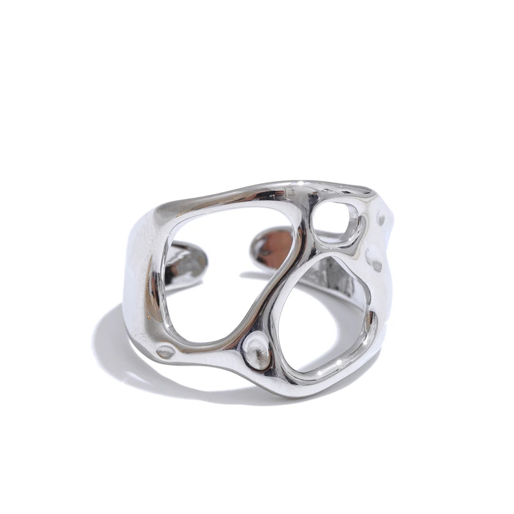 Bague ouverte géométrique ajourée