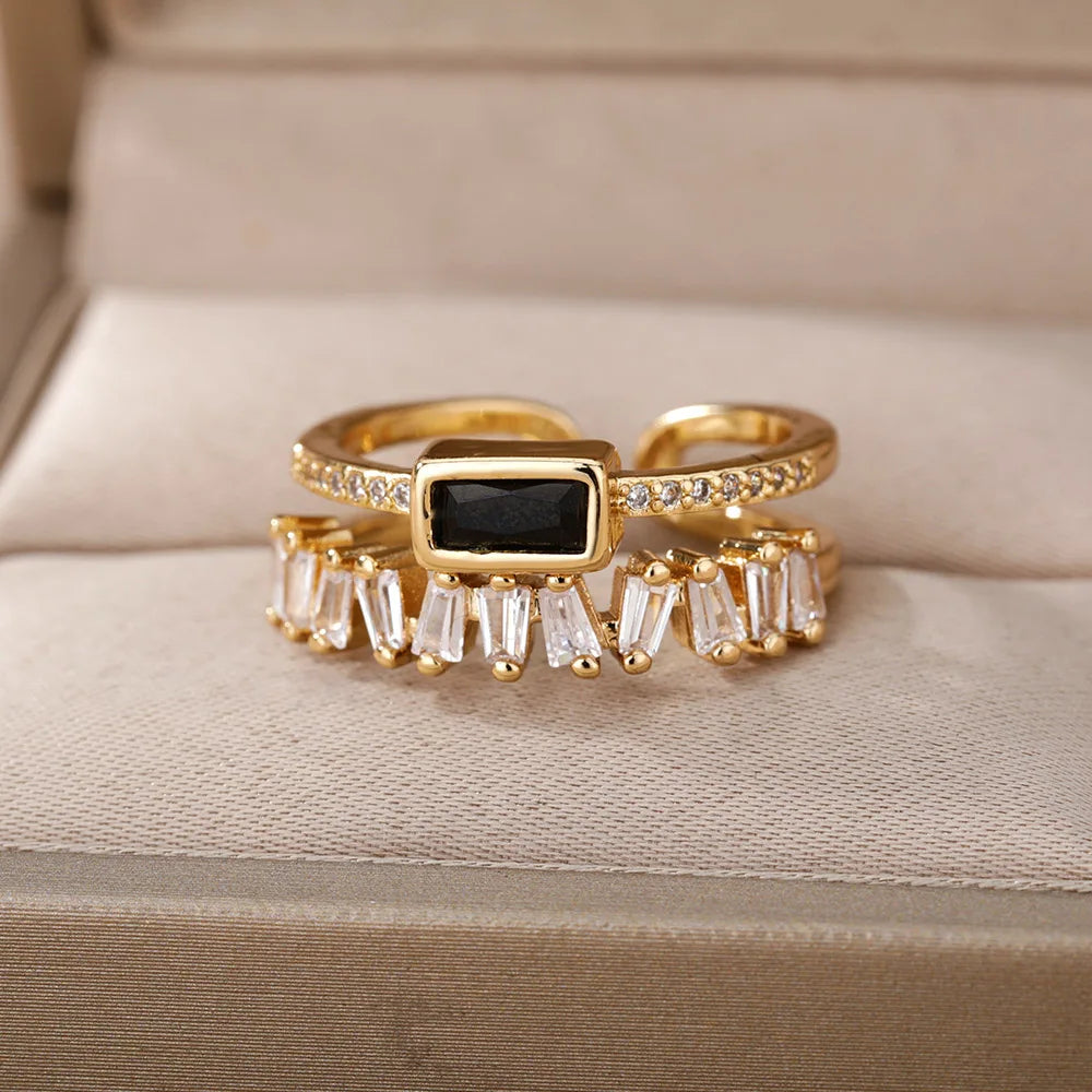 Bague ouverte zircon plaqué or