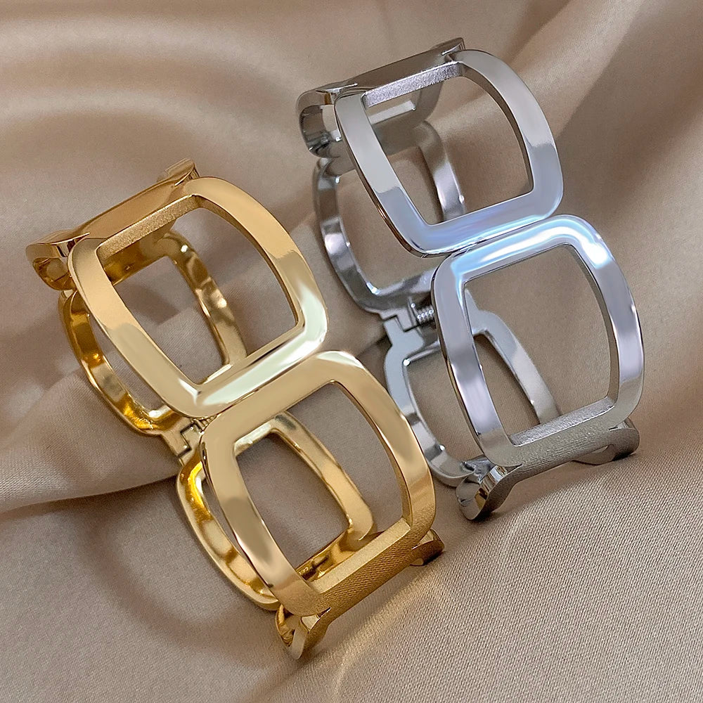 Bracelet Manchette Géométrique en acier inoxydable
