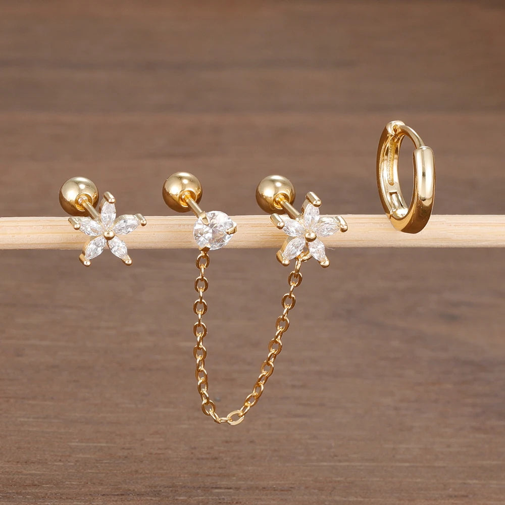 Lot de 3 boucles d’oreilles zircon