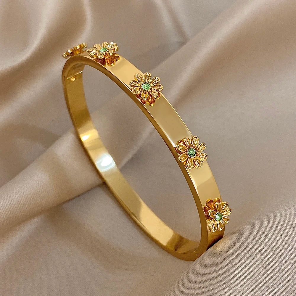 Bracelets de poignet en fleurs en acier inoxydable
