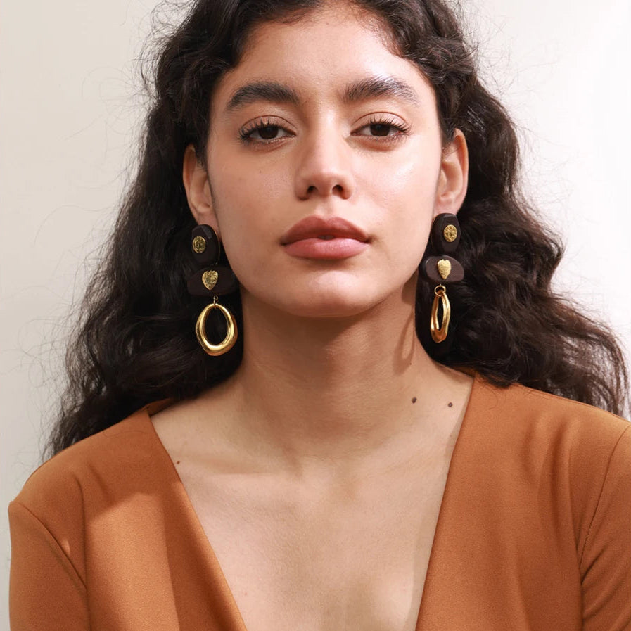Boucles d’oreilles cœur & bois