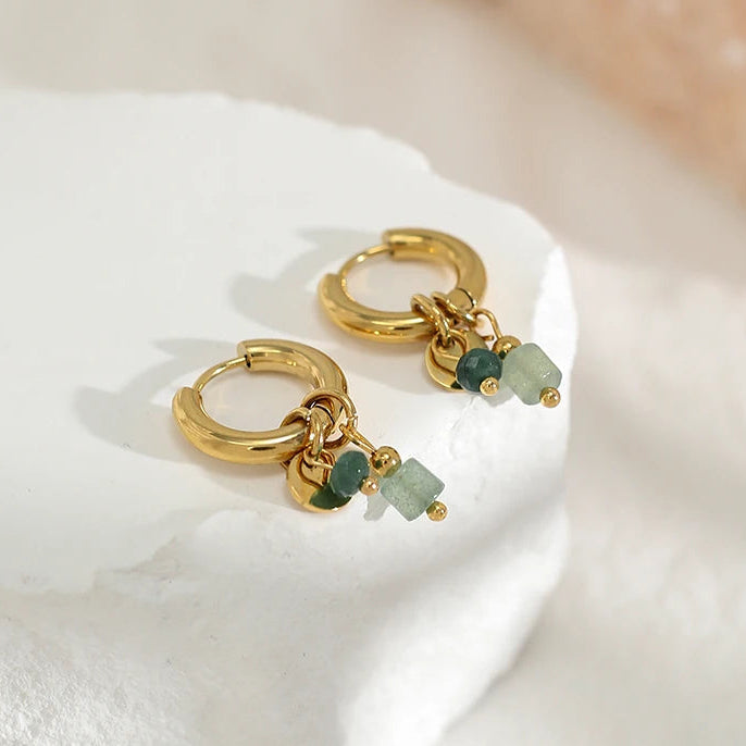 Boucles d’oreilles créoles à pierres