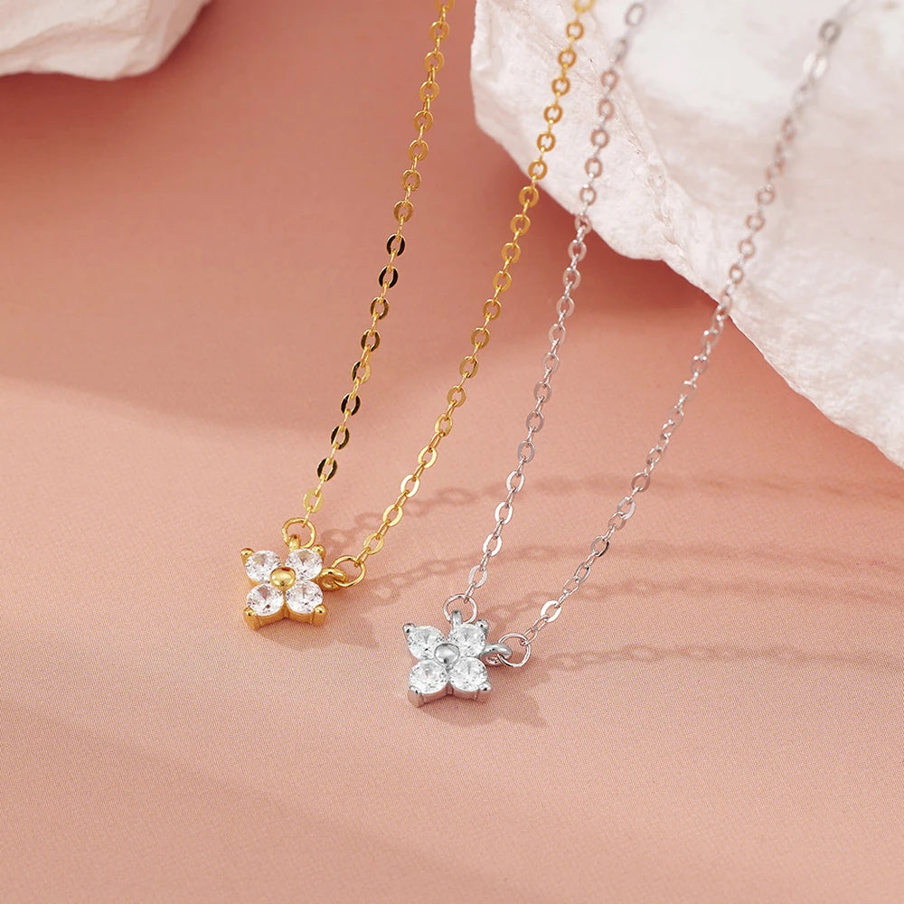 Collier Plante en Zircone en acier inoxydable
