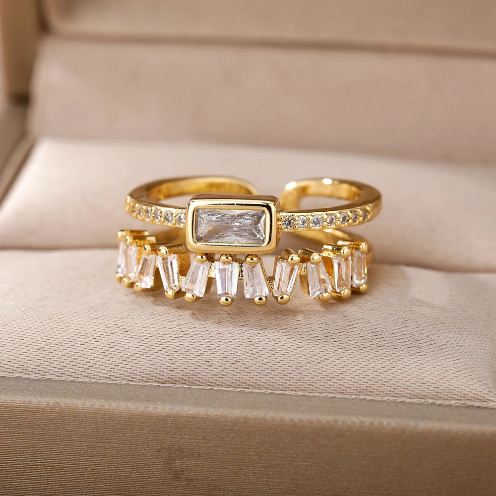 Bague ouverte zircon plaqué or