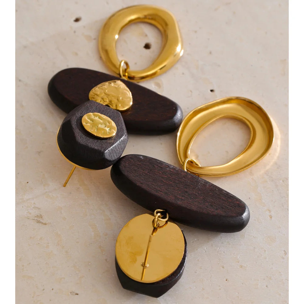 Boucles d’oreilles cœur & bois