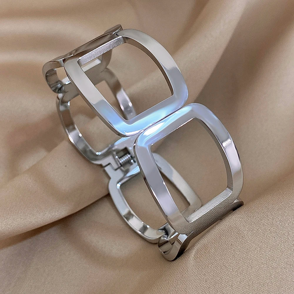 Bracelet Manchette Géométrique en acier inoxydable