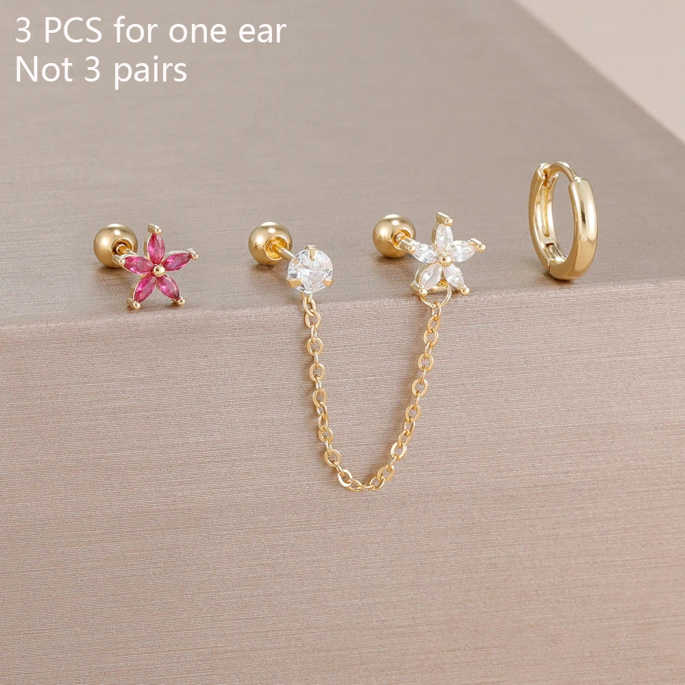 Lot de 3 boucles d’oreilles zircon