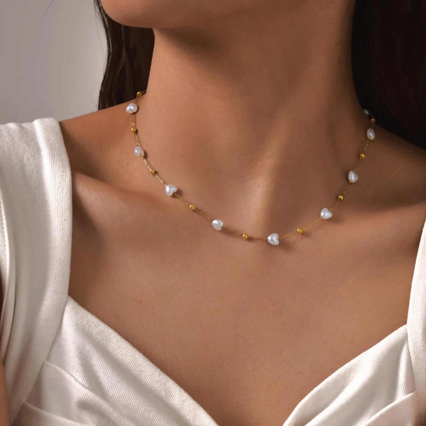 Collier Perles Cœur Élégant