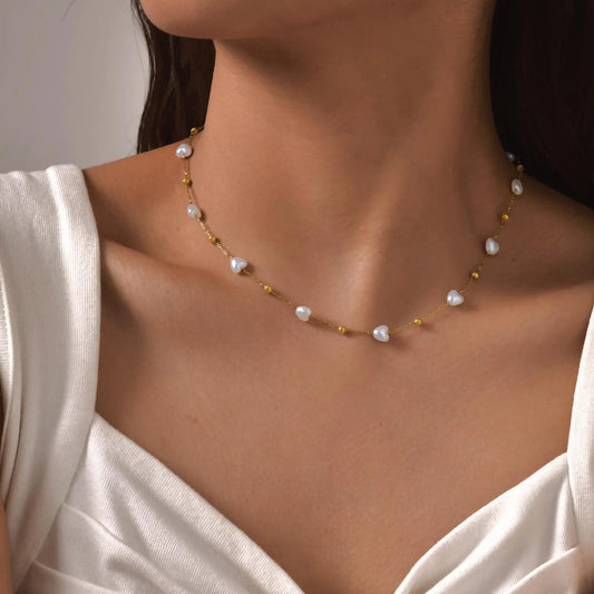Collier Perles Cœur Élégant
