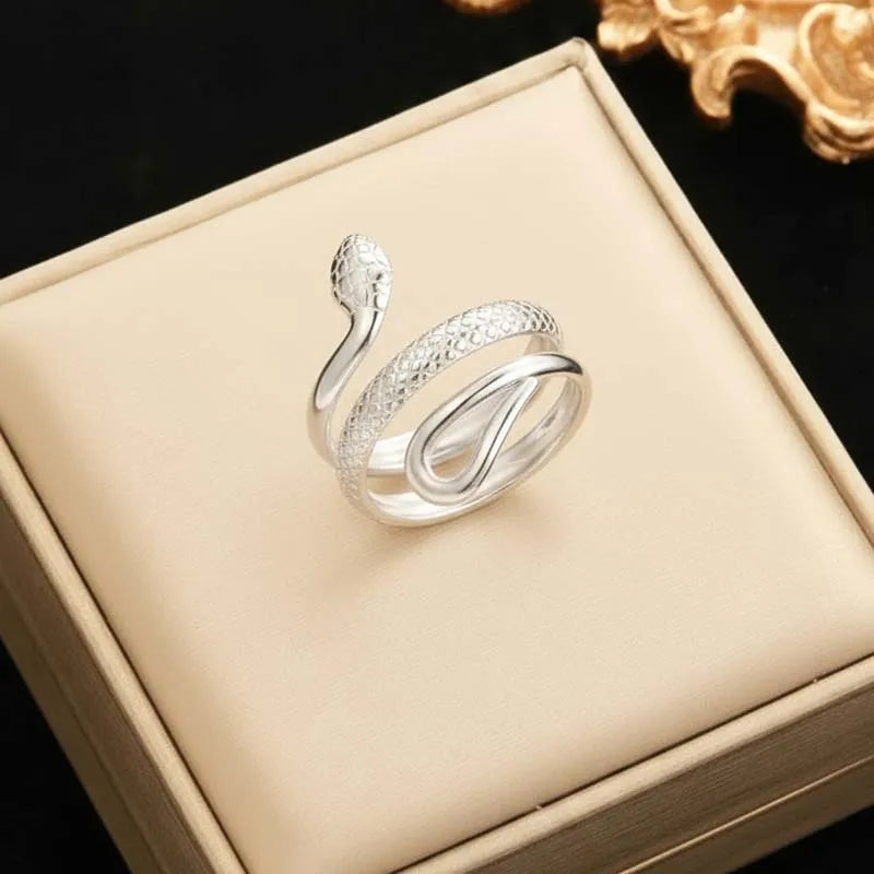 Bague en forme de serpent en acier inoxydable