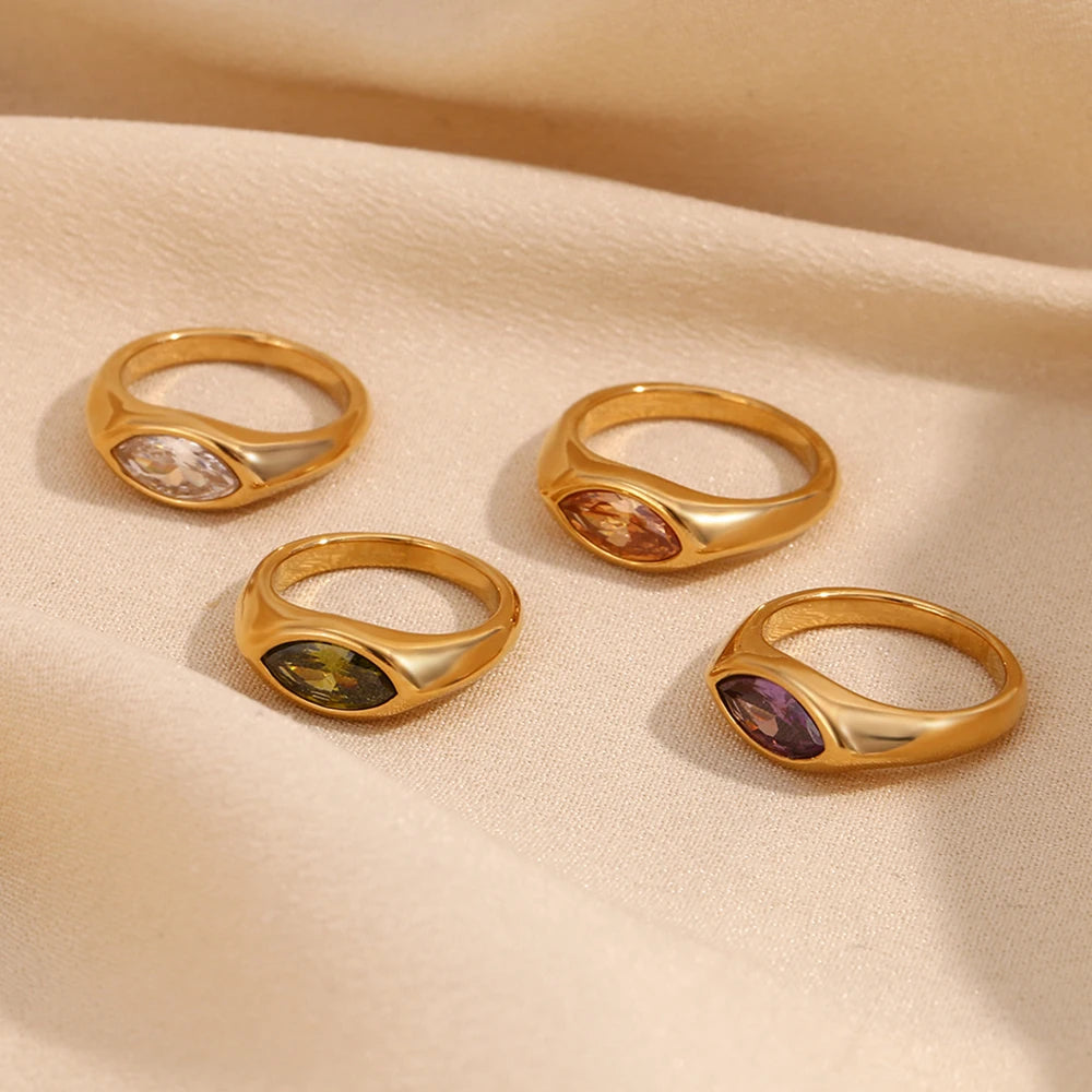 Bague scellée en Zircon œil de cheval
