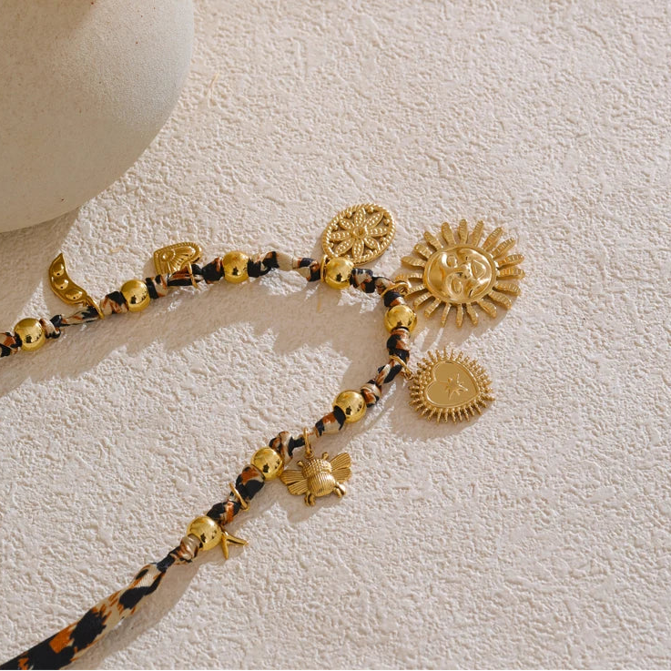 Collier charms soleil & cœur