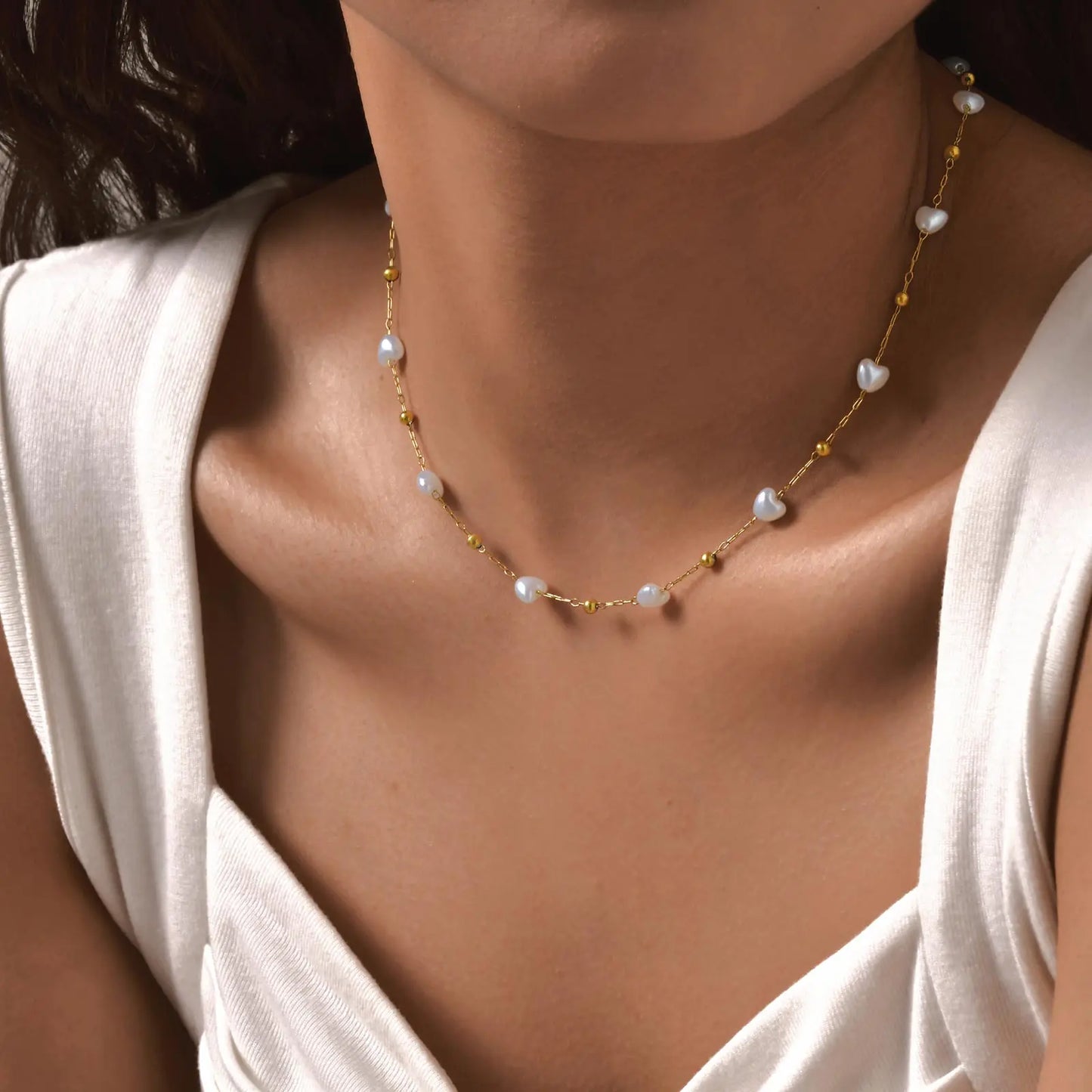 Collier Perles Cœur Élégant