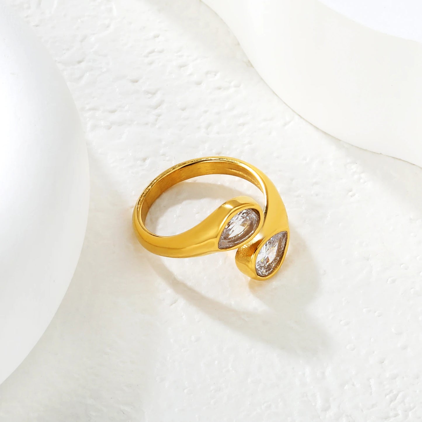 Bague gouttes élégante en acier inoxydable
