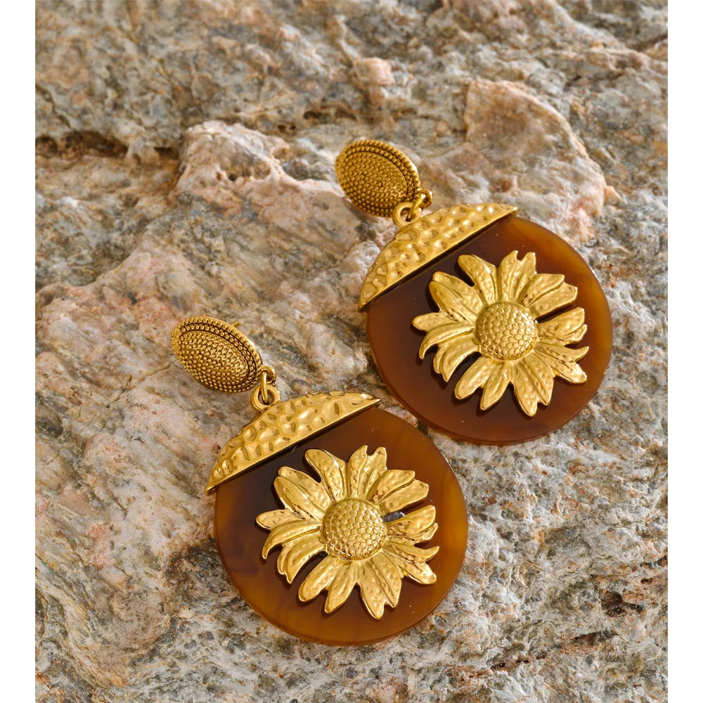 Boucles d’oreilles soleil en résine