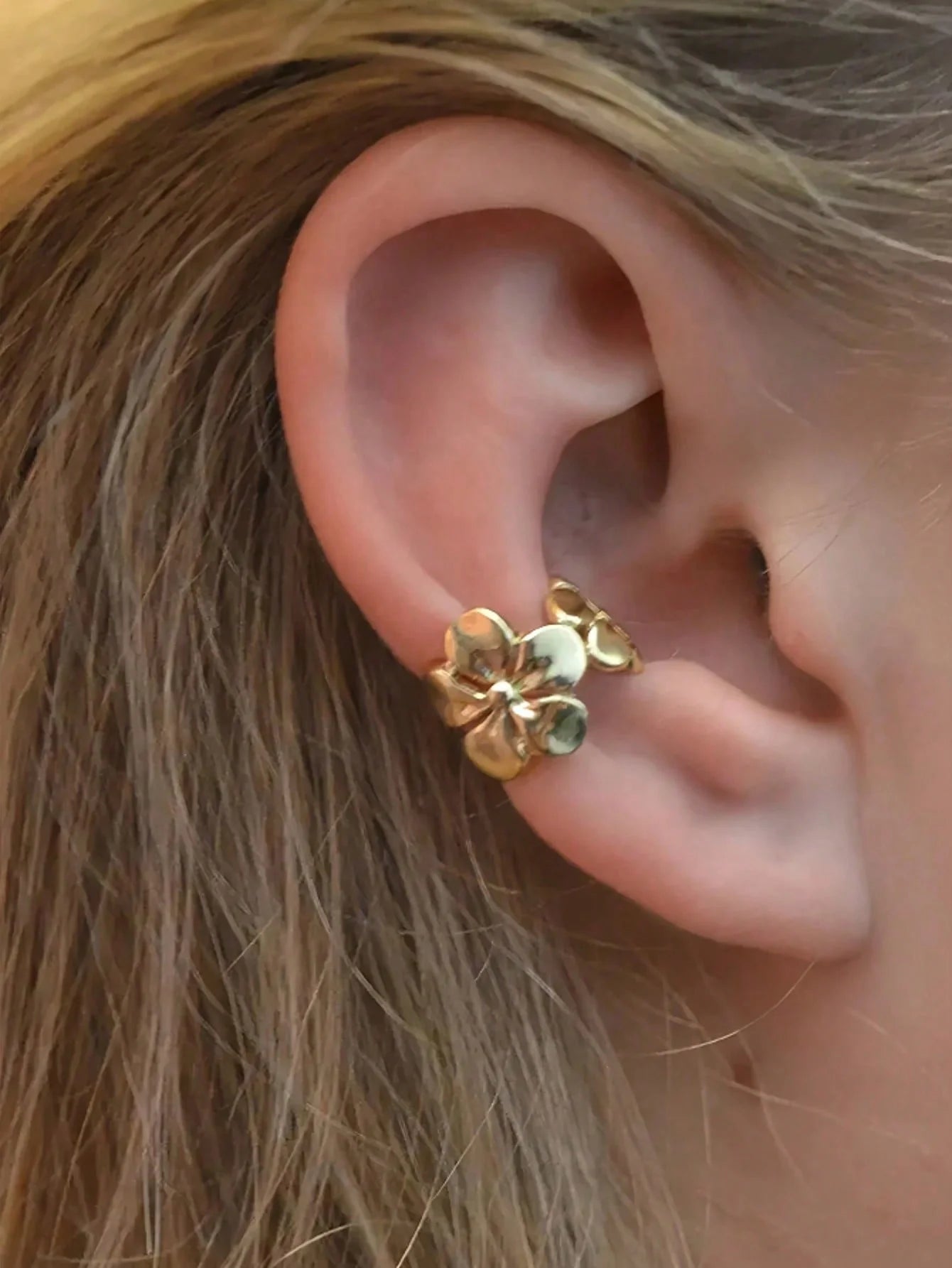 Duo de Faux Piercings Fleur en Acier Inoxydable