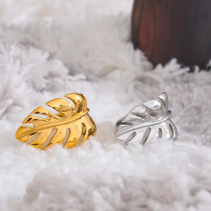 Bague ouverte feuilles