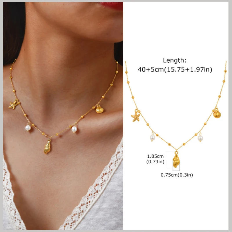 Collier coquillage & étoile de mer