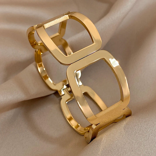 Bracelet Manchette Géométrique en acier inoxydable
