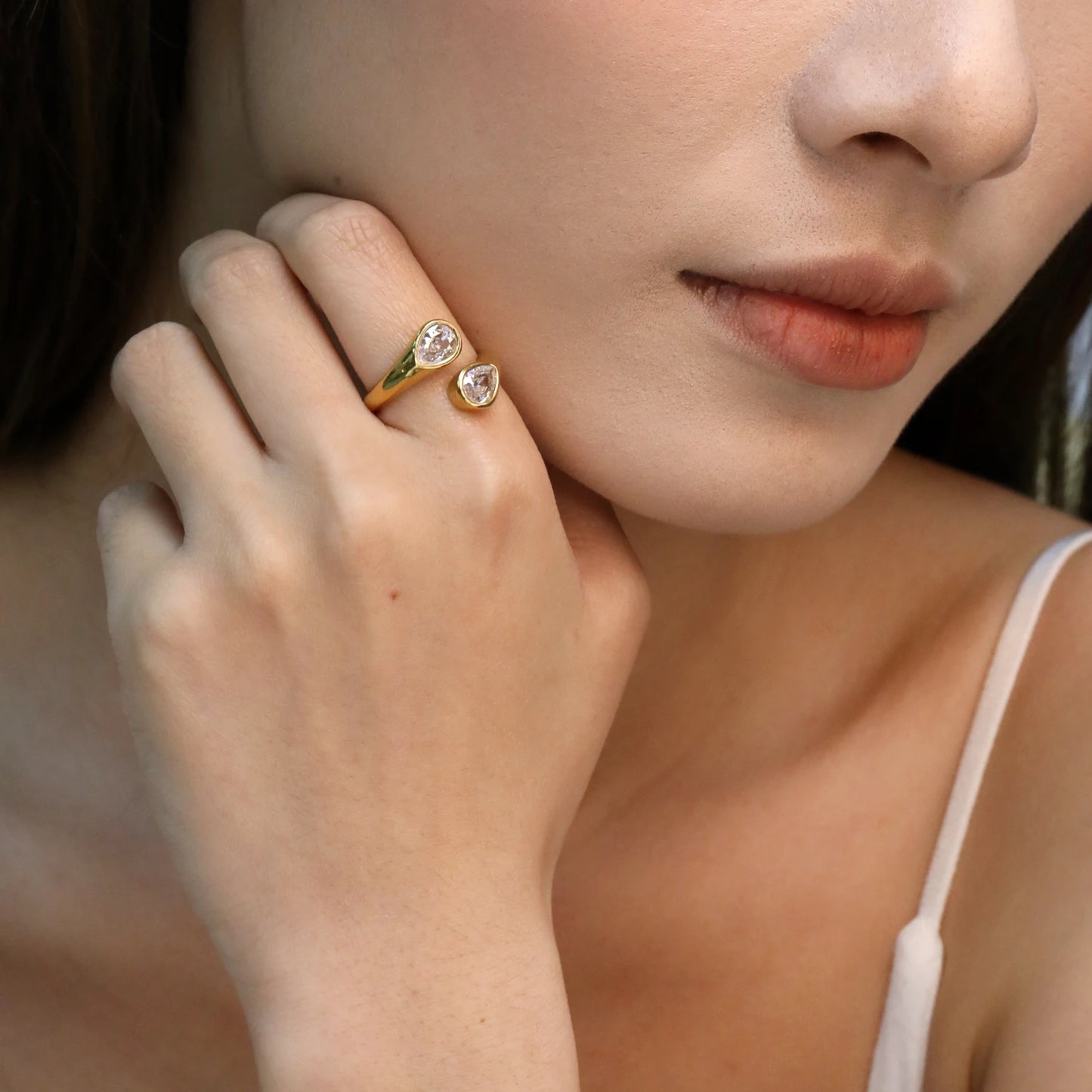 Bague gouttes élégante en acier inoxydable