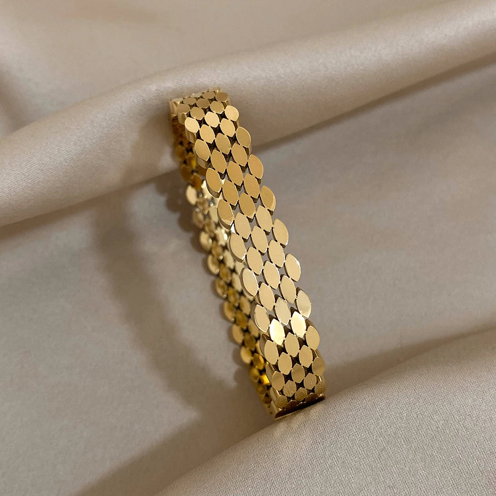 Bracelet Manchette étanche en motifs en acier inoxydable