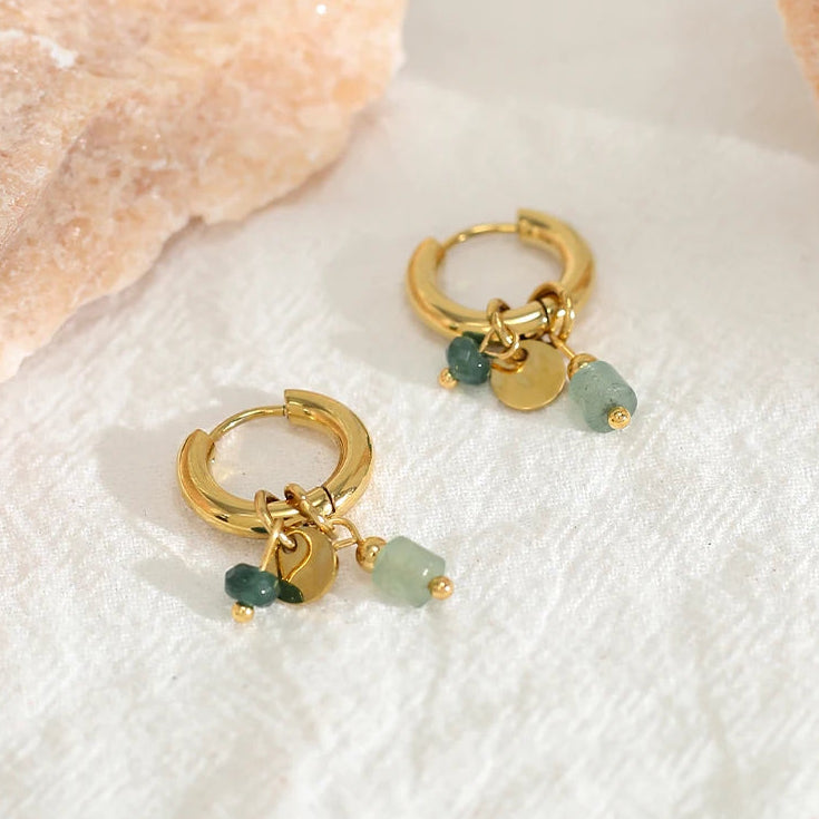 Boucles d’oreilles créoles à pierres