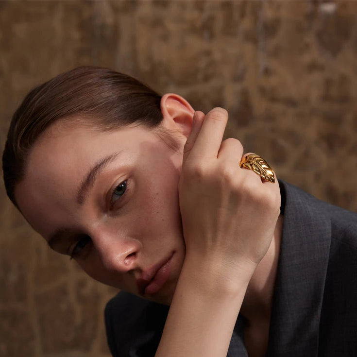 Bague ouverte feuilles