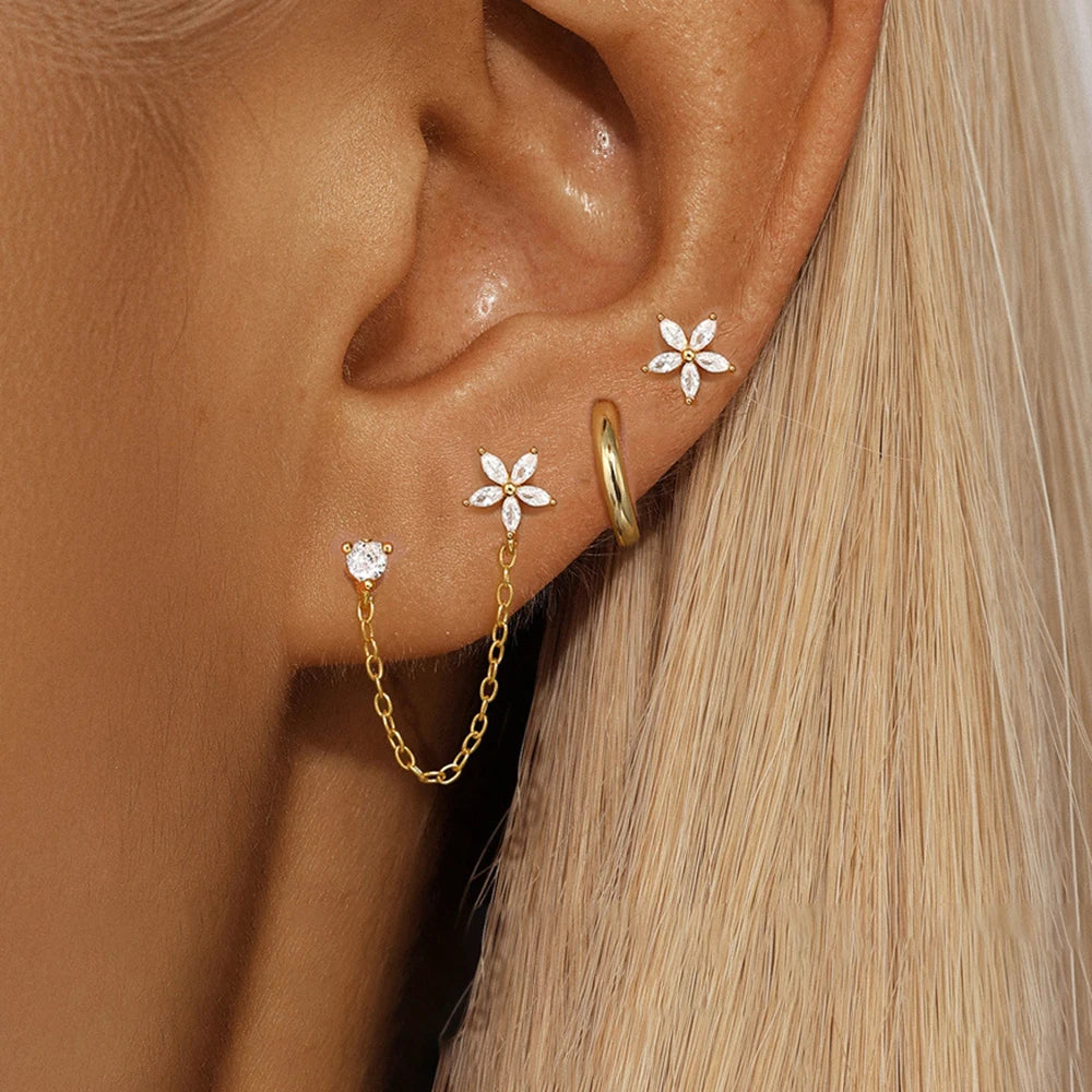 Lot de 3 boucles d’oreilles zircon