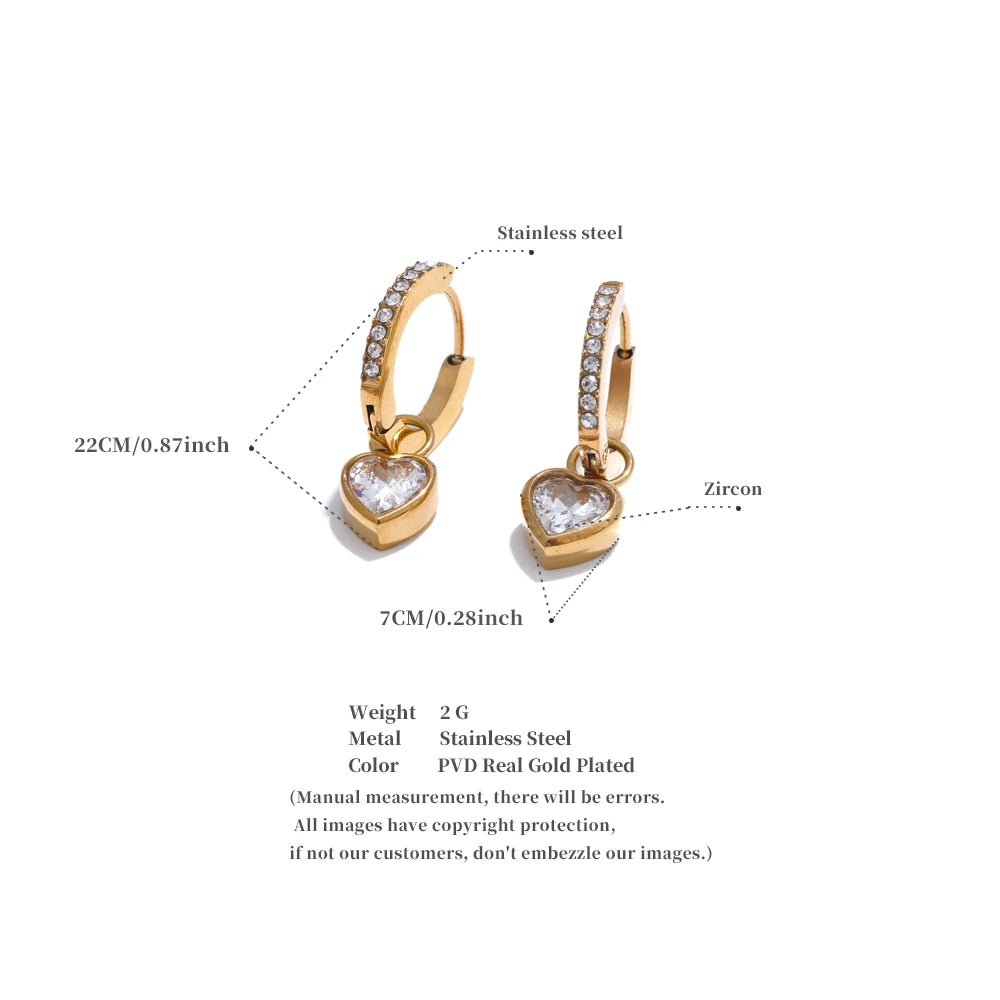 Boucles d’oreilles créoles cœur & zircone