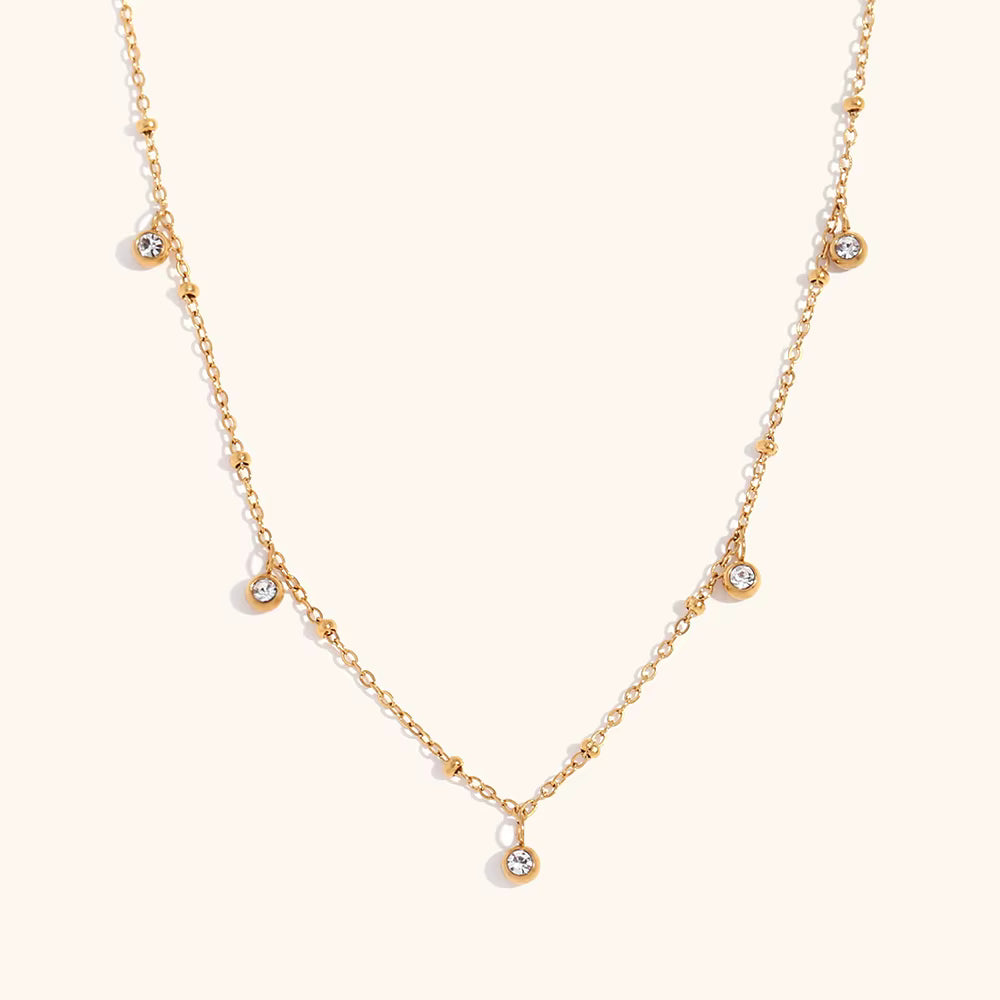 Collier de perles en zircone cubique en acier inoxydable
