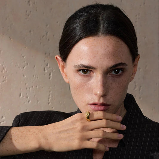 Bague géométrique minimaliste – Élégance moderne plaqué or 18K