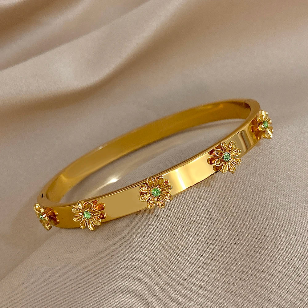 Bracelets de poignet en fleurs en acier inoxydable