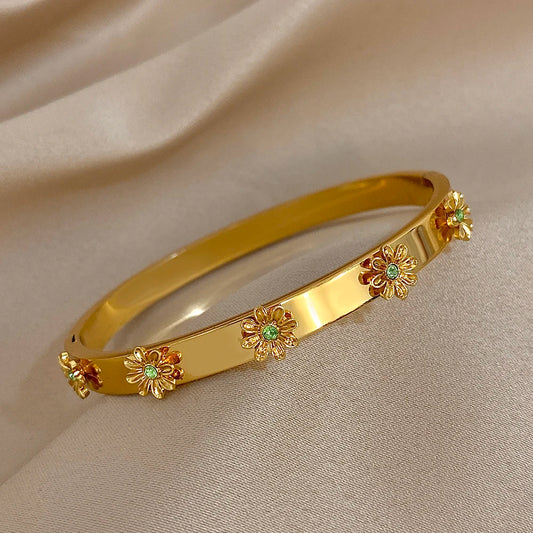 Bracelets de poignet en fleurs en acier inoxydable