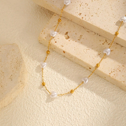Collier Perles Cœur Élégant