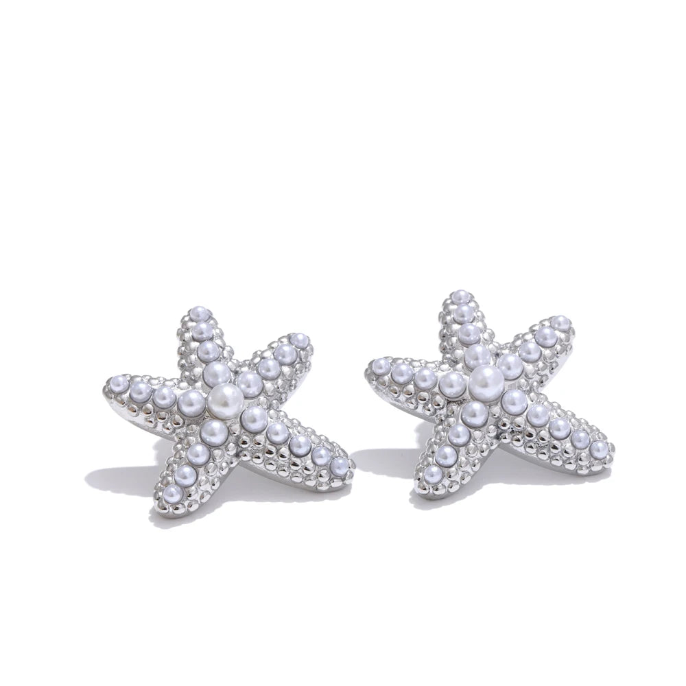 Boucles d’oreilles étoile de mer & perles