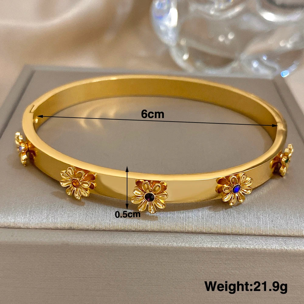 Bracelets de poignet en fleurs en acier inoxydable