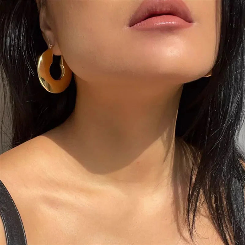 Boucles d’Oreilles Créoles Épaisses En Acier Inoxydable