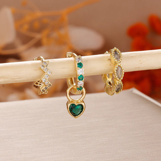 Ensemble de 3 Boucles d’Oreilles Colorées en Acier Inoxydable
