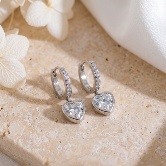 Boucles d’oreilles créoles cœur & zircone